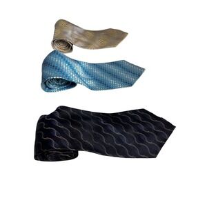 Bill Blass Perry Ellis Hugo BOSS Designer Silk Necktie Lot 3Pc Preowned Premium